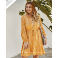 European and American Large size women's spring and summer long sleeve dresses 2020 new Bohemian dresses